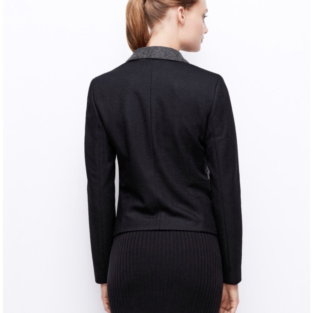 Ann Taylor Wool Blend Tuxedo Style Open Front Colorblock Blazer Sz 10 Gray Black - Picture 4 of 10